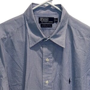 Polo by Ralph Lauren Lowell Sport‎ Blue White Micro Check Long Sleeve XL Shirt